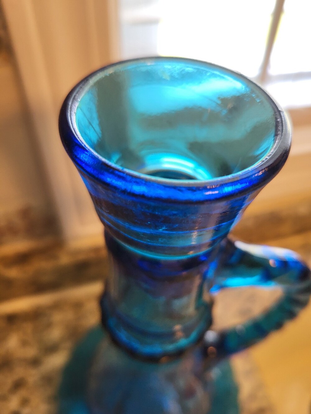 Blue 11 x 4.5 Inch  Jeannie Style Liquor Bottle - Home Art Accent - Picture 4 of 9